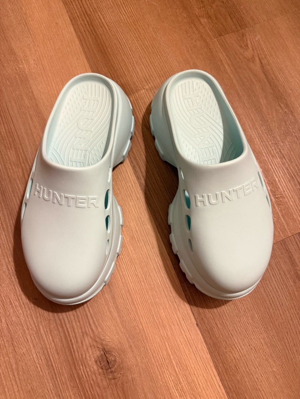 Hunter Aqua Blue Platform Clog Mules - Picture 7 of 14